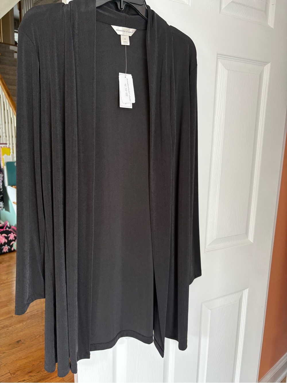 Christopher & Banks Black Open-Front Draped Cardigan Jacket